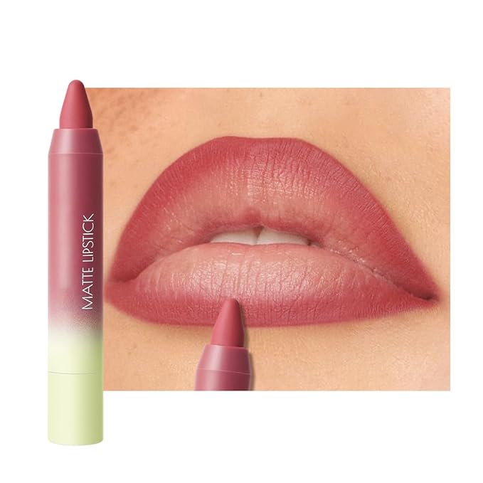 JUAAZIN Matte Lip Lipstick Crayon Lip Liner Thick Pencil, High-Pigment Outline lips, Non-sticky Matte Velvet Texture, Waterproof & Smudge-Proof Longwear Pigmented, Fit for all tones 03#