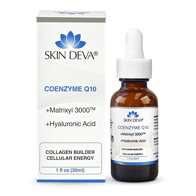 Skin Deva Coenzyme Q10 Serum for Face with Matrixyl 3000 & Hyaluronic Acid - Anti Aging Peptide Facial Serum to Help Improve Appearance of Fine Lines & Wrinkles - For All Skin Types, 1 Fl Oz