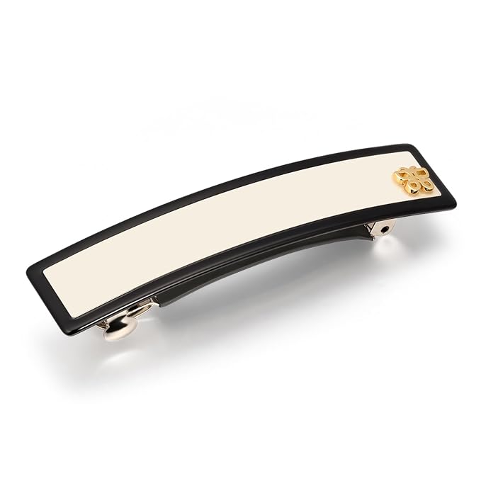 Classic Black & White Hair Barrette for Women, Middle, 3.5 inch, 1 Pcs