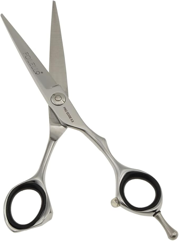 FOLELLO Stainless Steel Right-Handed Thinning Scissors for Unisex, Convex Blade, Adjustable Ball Bearing Screw – Includes Cleaning Oil & Cloth – 5.5 Inch