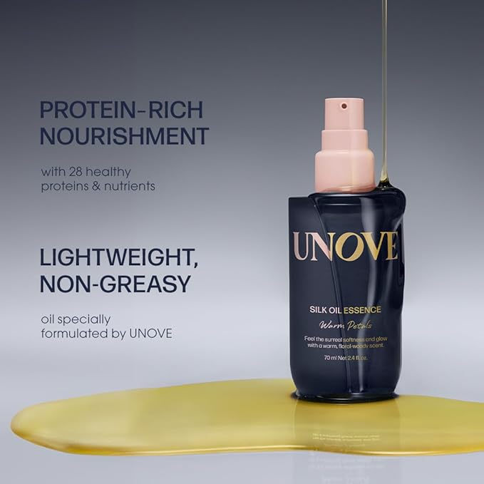 UNOVE Deep Damage Silk Oil Essence Hair Serum 70ml/2.4fl.oz | Nourishing Hair Oil for Dry, Frizzy, and Damaged Hair | Lightweight Smoothing Serum | Frizz Control and Split End Care | Heat Protection
