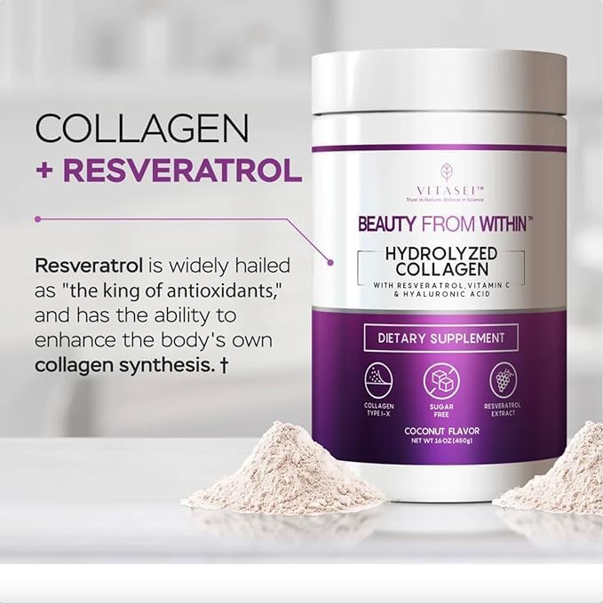 VITASEI Hydrolyzed Collagen Peptide Powder Drink – Soy-Based Coconut, 16oz