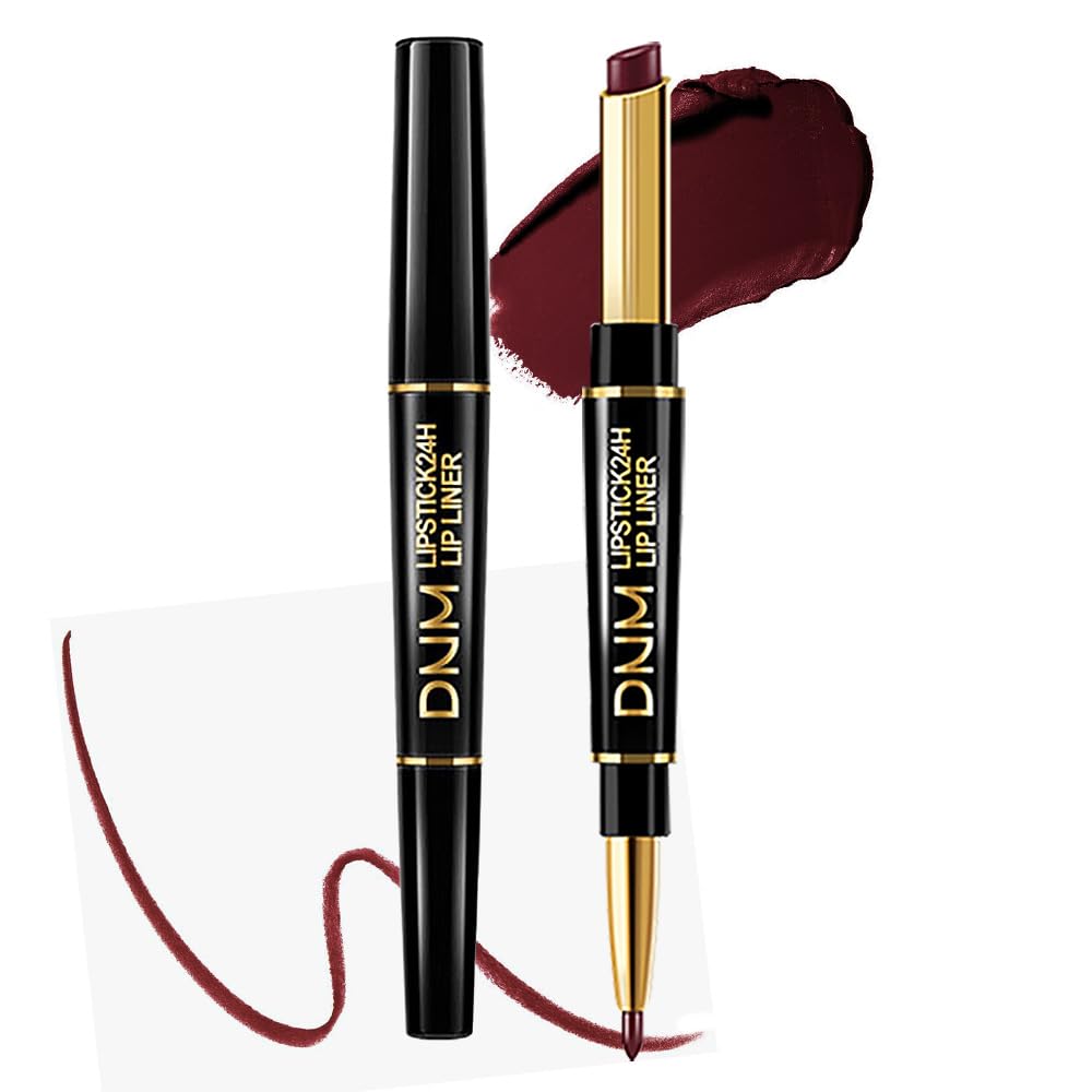 HHLTOH 2-in-1 Deep Red Lip Liner & Lipstick Set Kit for Women, Matte Lips Kit with Lip Liner Lip Stains Long Lasting Waterproof 24 Hour Lipstick and Lip Liners Combo Lipliners Pencil Set 15