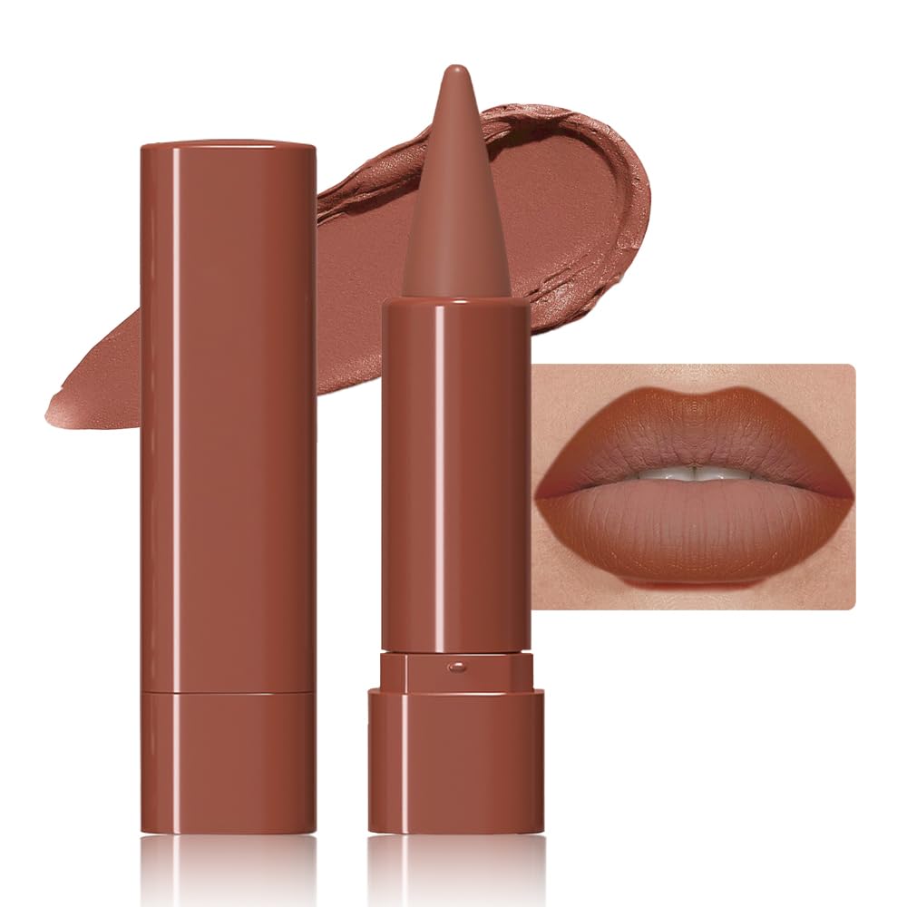 JUAAZIN Sienna Gradient Matte Lip Liner Pencil Crayon for Women - Waterproof Smudge-Proof Kissproof Long-Wear Lip Pencil, Flawless Contour Ombre Effect Lip Crayon, Creamy Pigmented Lip Liner 04#