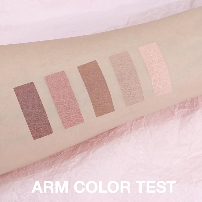JUAAZIN 5 Colors Matte Eyeshadow Makeup Palette, 5 Natural Nude Brown Light Brown Cool-Toned Eyeshadow, Looks for Brown Eyes Women Finish Long Wearing Waterproof Professional Eye Makeup 02#