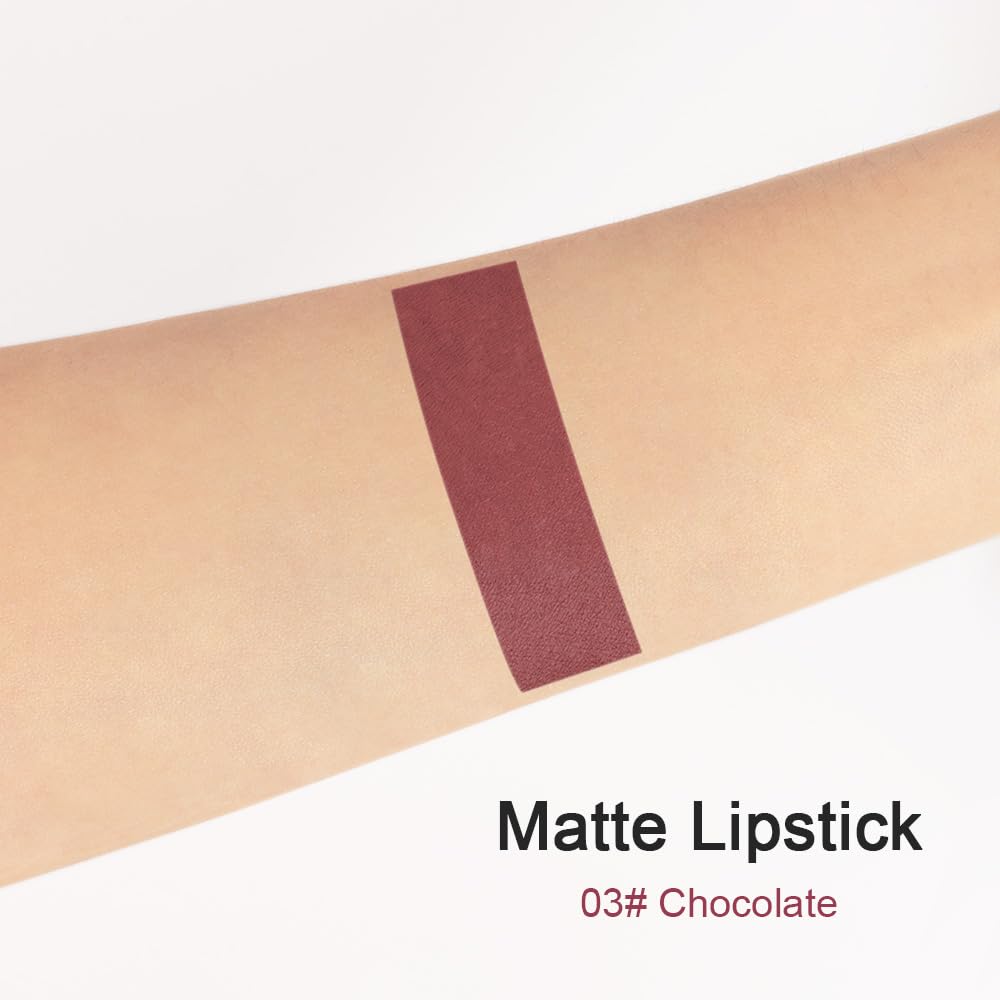 evpct 1Pcs Tan Maroon Matte Lipstick and Lip Crayon Liner Pencil Set for Women Lip Stain Long Lasting Waterproof labiales mate magicos 24 horas originales pintalabios permanente 24 horas 03