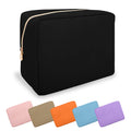 Large Makeup Bag Pouch, Nylon Women Travel Toiletry Storage Bag Big Makeup Organizer Bag for Girls, Preppy Cosmetic Bag Cute Zipper Pouch Skincare Bag for Sport School Work Gift(Large-White Heart)