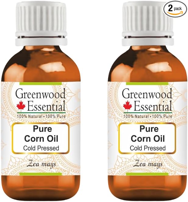 Greenwood Essential Corn Oil (Zea mays) | Cold Pressed | Natural | Undiluted | For Diluting Essential Oils | For Skin & Massage | Men & Women | 30ml X 2 (2 oz)