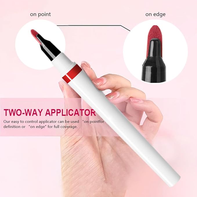 Matte Calligraphy Liquid Lip Liner Lipstick Pencil, Deep Red Long-Lasting Transfer-Proof Lip Stain, Lightweight Lipstick, Sheer Buildable Color, Fades to a Natural Wash of Colors