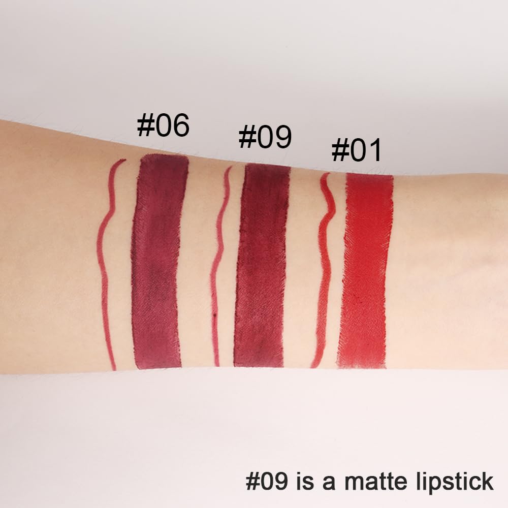 HHLTOH 2-in-1 Burgundy Red Lip Liner and Lipstick for Women, Matte Long Lasting Waterproof Lip Color, Dual Ended Lip Pencil & Lipstick Combo, Smooth Non-Drying Lip Makeup, Vegan & Cruelty-Free