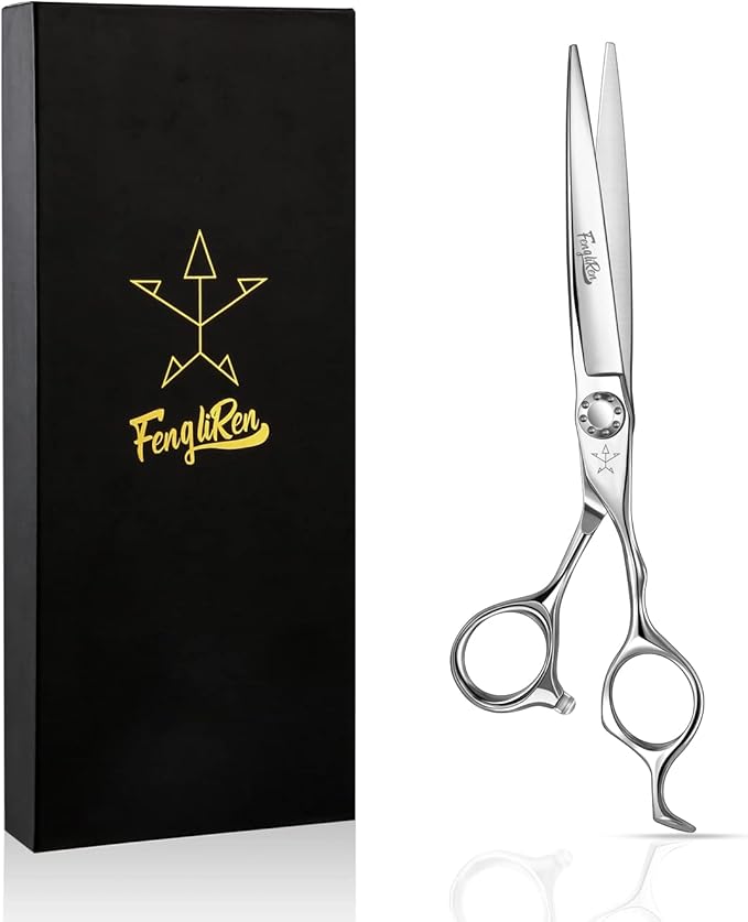 Fengliren High-end Professional Extremely Very Sharp Barber Hair Cutting Scissors Hairdresser Shears For Hair 6.5 Inch Haircut Scissor Made Of Stainless Steel Alloy For Hairdressing Salon and Home Use