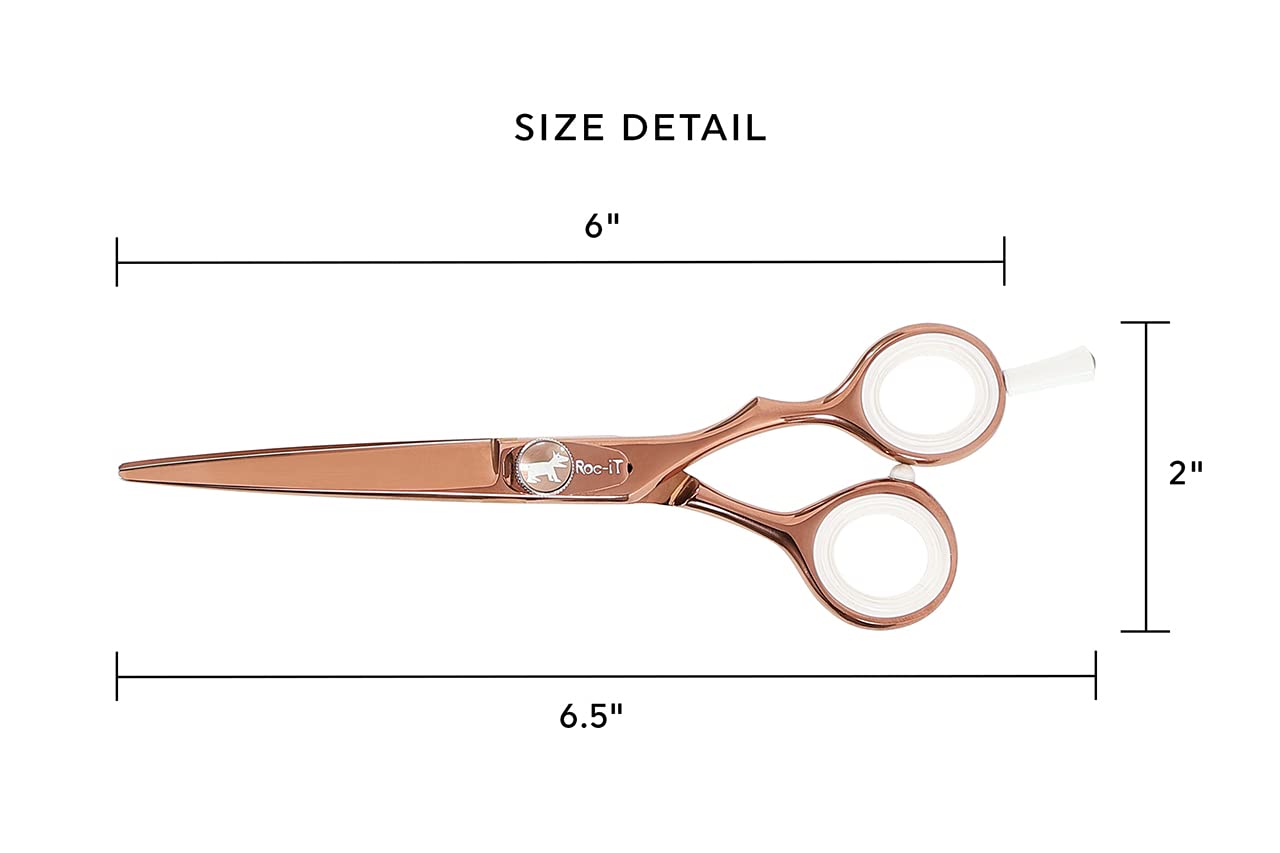 Cricket Centrix Roc-It Dog 6” Titanium Shear Professional Stylist Hair Cutting Scissor Lightweight, Rose Gold