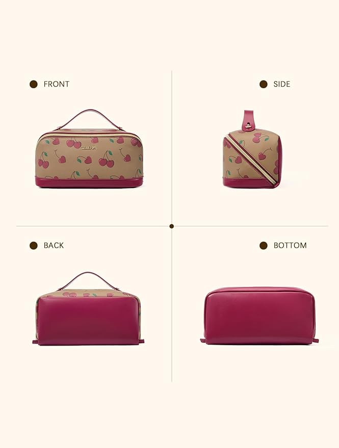Telena Leather Make Up Bag Portable Travel Makeup Bag Waterproof