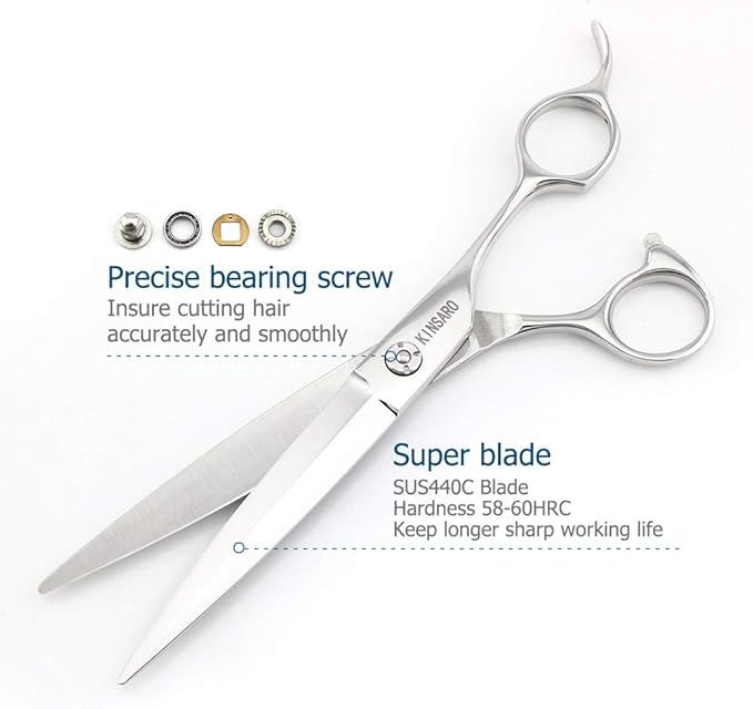 KINSARO 7 in Professional Hair Scissors Willow Shape Sliding Shears,440C