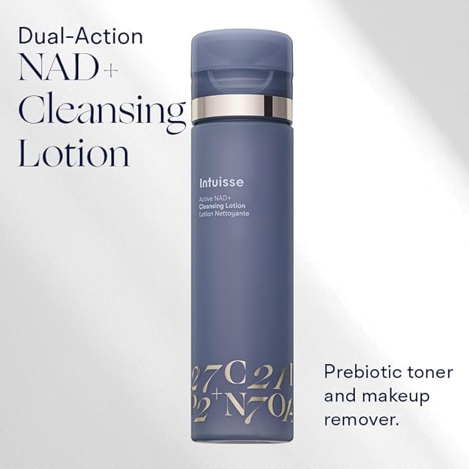 Intuisse - Active NAD+ Prebiotic Toner - Micellar Water & Makeup Remover– 5% Pharma-Grade NAD+ Cleanser with Centella Asiatica & A-Glucan Oligosaccharide – Swiss Liposomal Technology – 3.38 Fl Oz