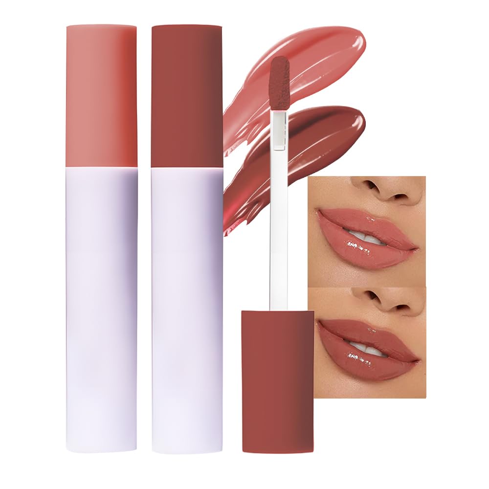 Hxssll Nourishing High-Shine Lip Gloss Set,Hydrating & Moisturizing Lip Tint, Non-Sticky, Long-Lasting Glossy Lip Stain,Softens & Plumps Lips for Smooth,Gentle Formula for Dry Lips,03+07