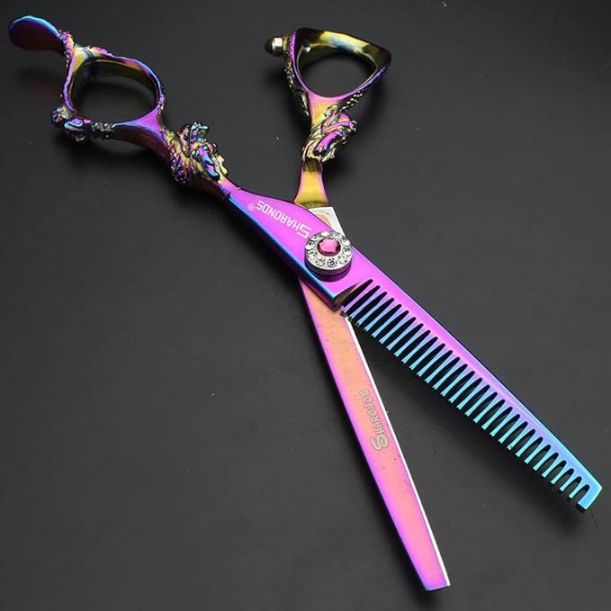 5.5/6 /7 Inch Purple scissors Knight Professional Japanese Hair Scissors Barber Scissors Set (6 inch 2pc-A)