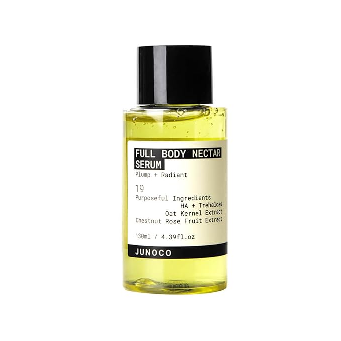 JUNO & Co. Full Body Nectar Serum – Lightweight Hydrating Body Serum with Hyaluronic Acid, Oat Kernel & Chestnut Rose Extracts, Fast-Absorbing Gel Texture, 130 ml / 4.39 fl oz.