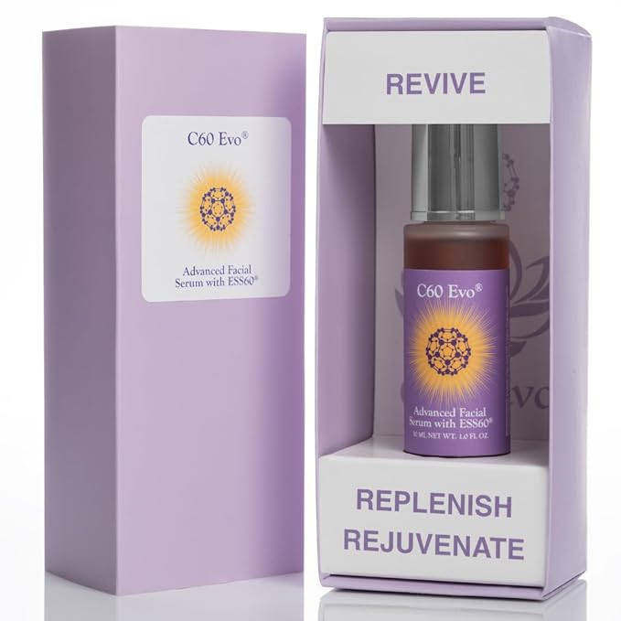 C60 EVO Advanced Facial Serum, Natural Serums for Skin Care with Pure C60 ESS60, Deeply Nourishing and Age-Defying Serum for Face, Facial Serum Infused with 21 Natural and Vegan Ingredients, 1 oz