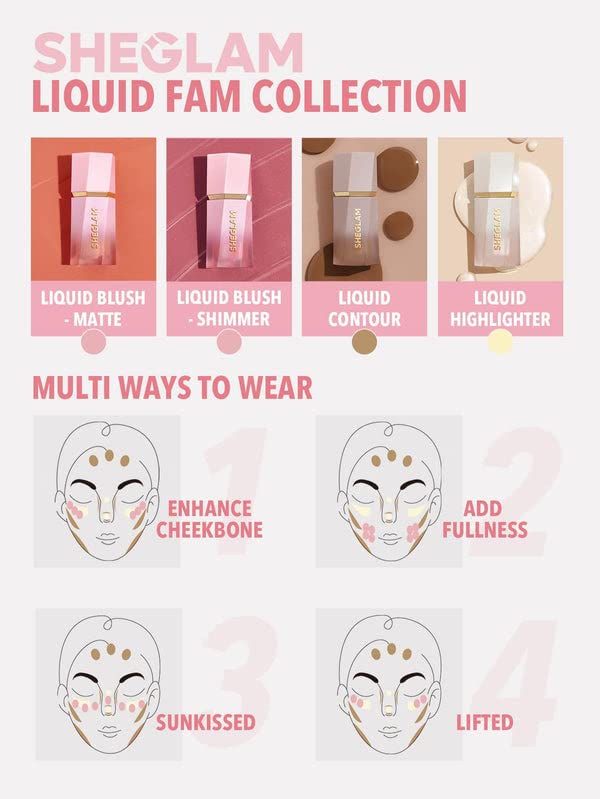 SHEGLAM Color Bloom Liquid Blush Makeup for Cheeks Matte Finish-Love Cake