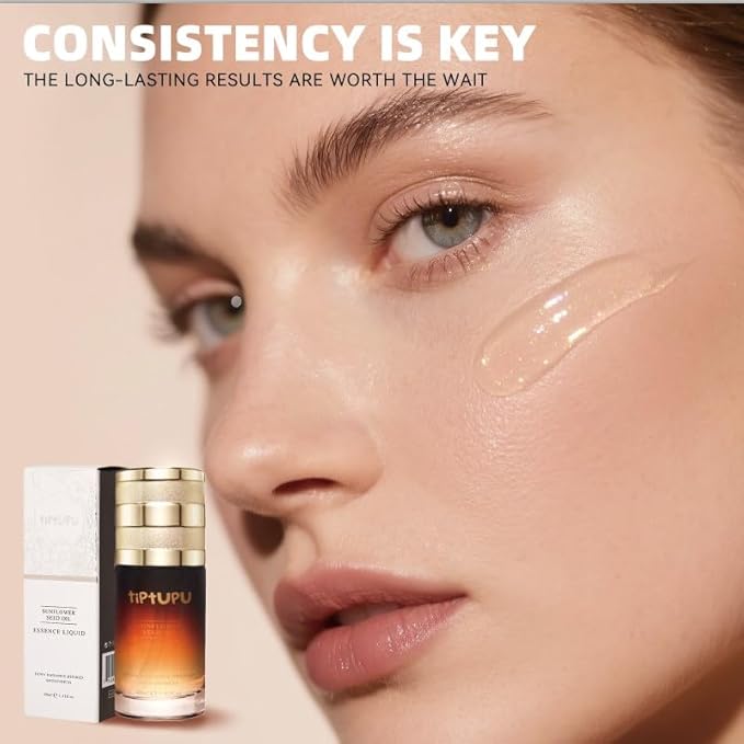 Tiptupu Sunflower Seed Oil Vitamin C Serum for Face with Hyaluronic Acid,Vitamin E-Antioxidant for face,Neck Firming Serum - Hydrates | Soothes & Plump Skin,Improve Appearance of Fine Lines & Radiance