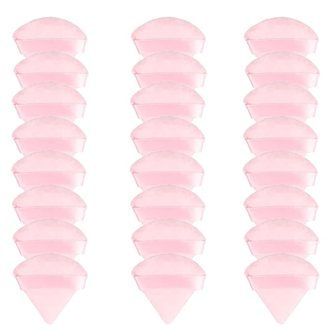 24 Pcs Triangle Powder Puff, Cotton Makeup Puff, Washable Face Powder Puff for Women Girls (24LP)