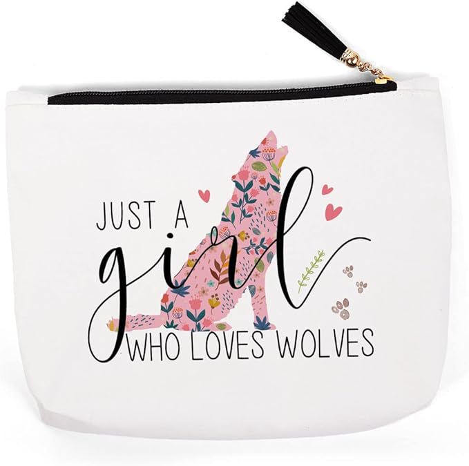 QIBAJIU Wolf Gifts for Lovers, Stuff, Decor, Birthday, Christmas Makeup Bag