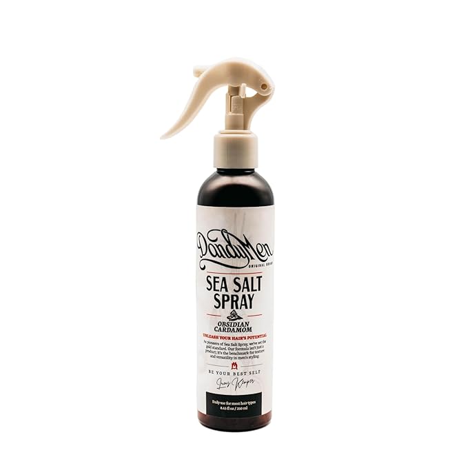 DandyMen Sea Salt Spray for Men – Texturizing & Volumizing Hair Spray for Beachy Waves, Matte Finish - Obsidian Cardamom, 1-pack