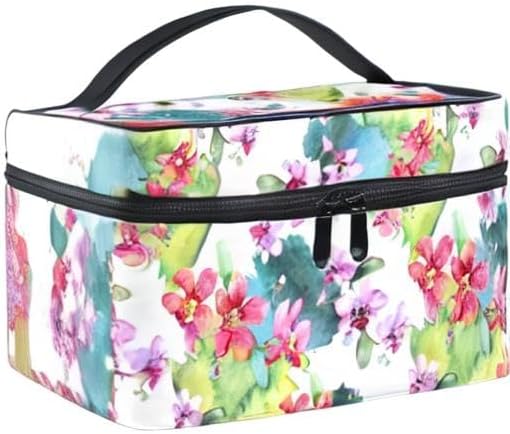MNSRUU Makeup Bag, Hand Painted Orchid Travel Makeup Organizer Bag Cosmetic Cases Toiletry Bags for Girl Women Ladies