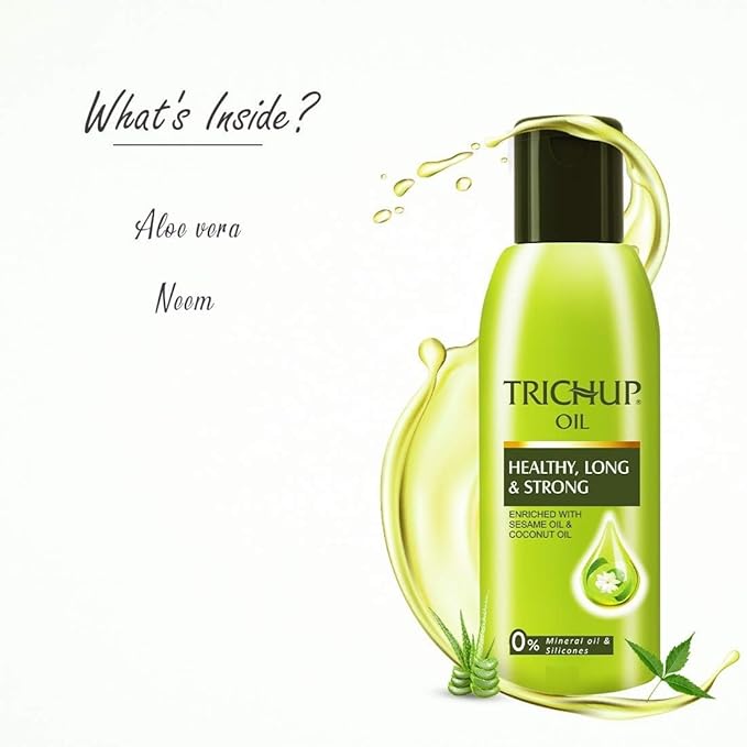TRICHUP Ayurvedic Herbal Hair Oil for Thinning & Damaged Hair | Neem, Aloe Vera, Coconut & Sesame | Scalp Nourishing Oil for Hair Breakage Control & Stronger Hair | 3.38 fl oz (Pack of 2)
