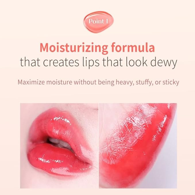 MQNY (MACQUEEN NEWYORK Dewy Water Glow Lip Tint - #06 Juicy Pink, Glass-like Mirror Shine Hydrating Lip Stain, Long-Lasting & Non-Sticky Coral Tone Water Tint, 0.12 oz (3.5g)