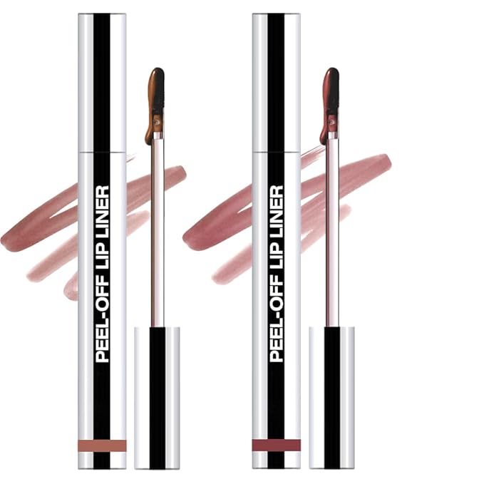 Hxssll 2Pcs Matte Liquid Lip Gloss Stain-Peel Off Lip Liner Tattoo, Long Lasting Peel Off Lip Stain,Waterproof & Transfer-Proof Lip Liner Peel Off Lip Gloss for All Skin Types (#02+#03)