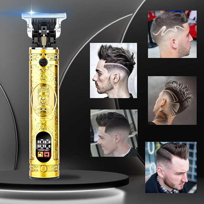 Zclikro Beard Trimmer for Men, Professional Hair Clipper with LCD Display, Rechargeable Electric Razor, Barber-Grade Zero Gapped T-Blade Hair Trimmer, Ideal Present for Men