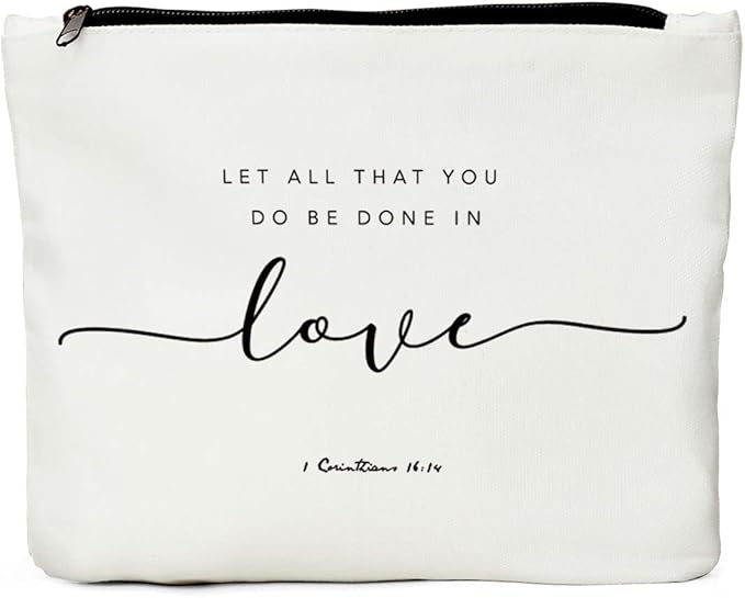 JIUWEIHU Christian Gifts Makeup Bag, Inspirational Bible Verse Cosmetic Bag