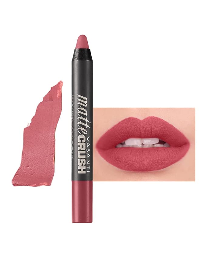 VASANTI Matte Crush Lipstick Pencil (Brownie Bite) | Long-Lasting, Water-Resistant Lip Liner Pencil that Won’t Smudge | Highly Pigmented, Soft Matte Lip Pencil