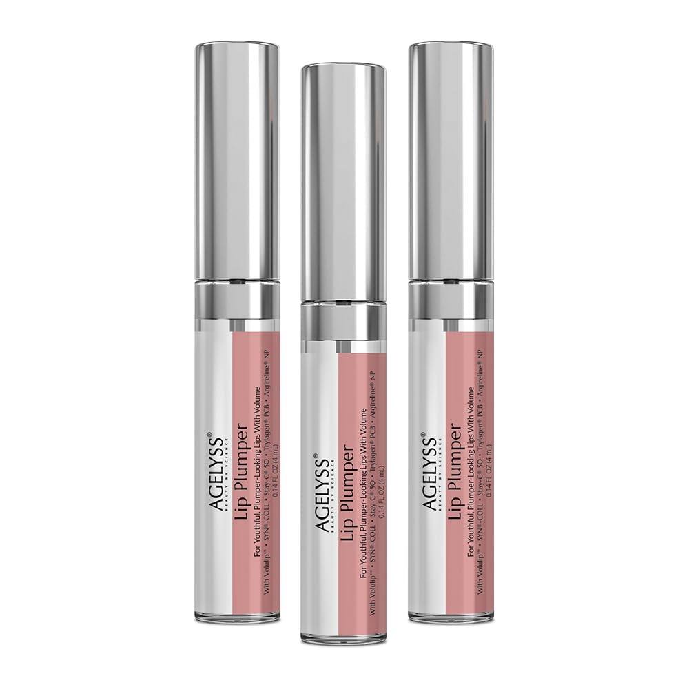 Agelyss Lip Plumper - Deep Hydration - Lip Volume, Collagen Boost, Plumping - Paraben-Free, Cruelty-Free, Vegan -.14 FL OZ - Pack of 3