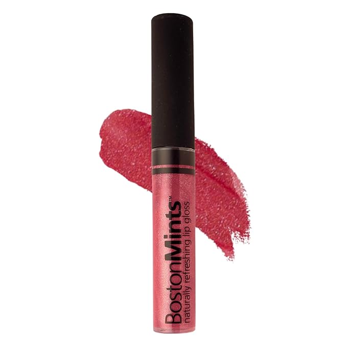 Boston Mints Plump & Shine Lip Duo Set - Mint Tucket Red Lip Gloss (.25oz) and Lip Plumper Southie Pout (.25oz) - Naturally Refreshing Vegan Lip Gloss