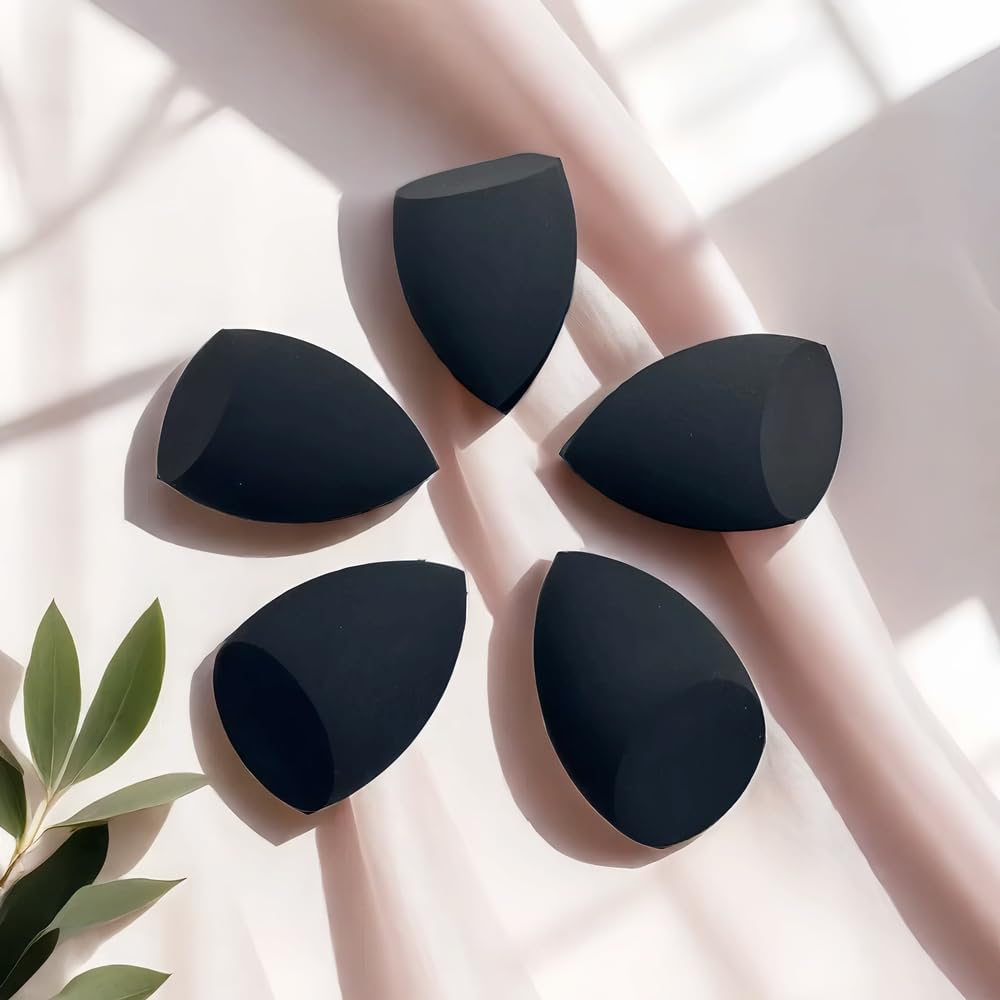 Wiko 12 Pcs Makeup Sponges Black for Foundation Latex-Free Cosmeti Blending Sponge Set Reusable Applicator For Powder Cream and Liquid Makeup Tools Bulk