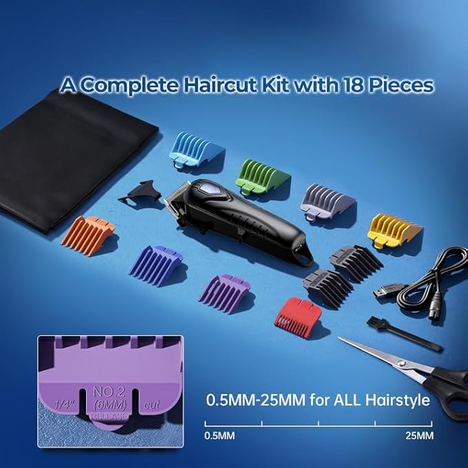 Chicclly Low Noise Hair Clippers for Men & Women with 10 Color Guide Combs