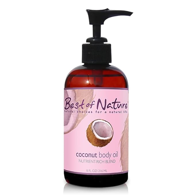 Best of Nature Fractionated Coconut Oil for Face, Hair & Massage – 100% Pure Liquid Coconut Oil for Skin, Unscented Carrier Oil for Essential Oils, Lightweight Body Oil, 8 fl oz Pump Bottle
