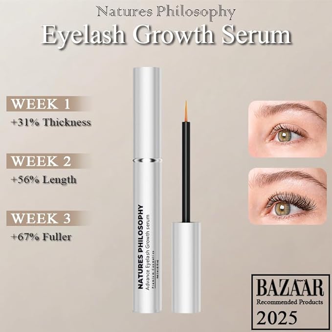 NP NATURES PHILOSOPHY Lash & Brow Conditioning Serum, Multi-Purpose Eye Makeup Base, Prostaglandin-Free Eyelash, Hypoallergenic Repair for Sensitive Dry Eyes, Contact Lens Safe, 3ml