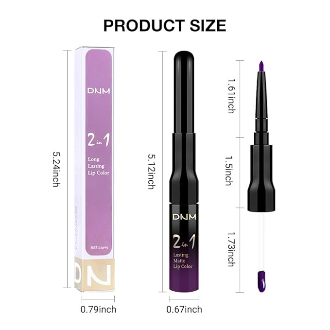 IATMOMOD 1Pcs 2 in 1 Purple Matte Lip Liner and Liquid Lipstick Stain Makeup Set for women, Purple Long Lasting Smudge Proof Lip Tint Matte Finish Lip Gloss for All-Day Color Hold Easy to Use 52#