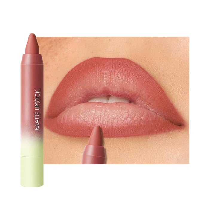 JUAAZIN Matte Lip Lipstick Crayon Lip Liner Thick Pencil, High-Pigment Outline lips, Non-sticky Matte Velvet Texture, Waterproof & Smudge-Proof Longwear Pigmented, Fit for all tones 02#