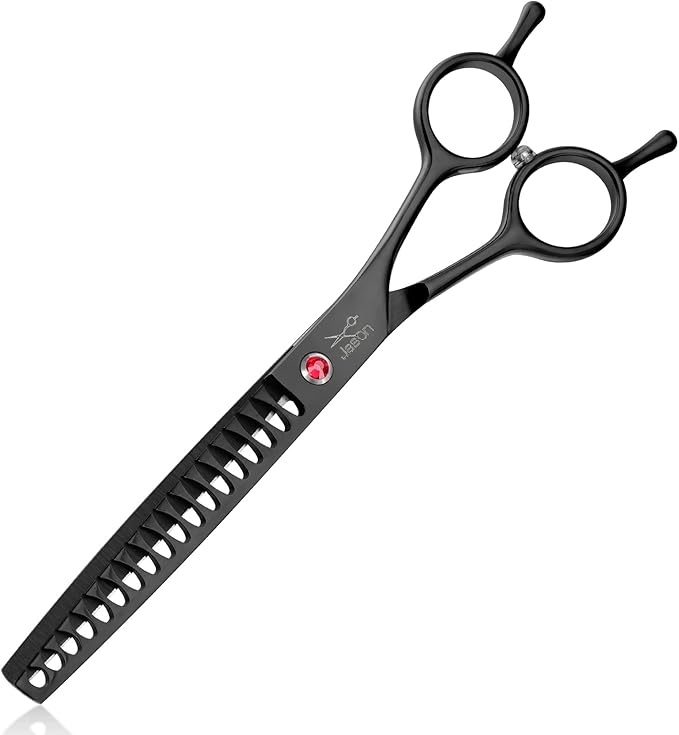 JASON Dog Grooming Chunker Scissors - 7" Professional Thinning Shears Black