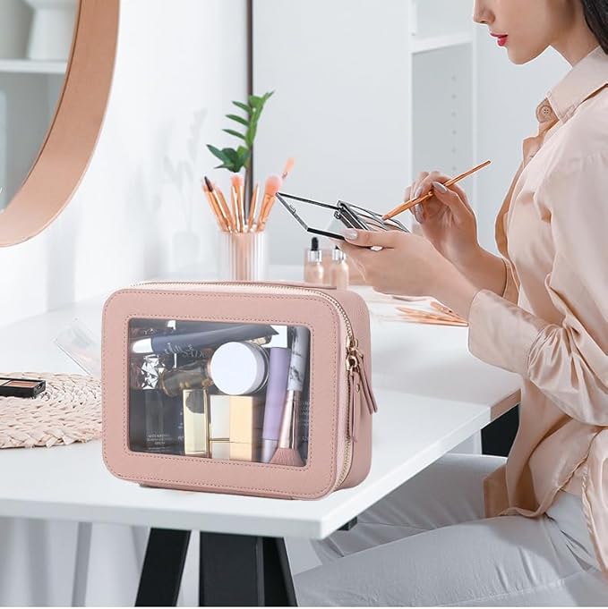 FASAOH Clear Makeup Bag with Mini Cosmetic Bags,Travel Toiletry Bags for Women,Portable Cosmetic Bags Case, Transparent Waterproof Cosmetic Organizer Storage Bags for Women Men