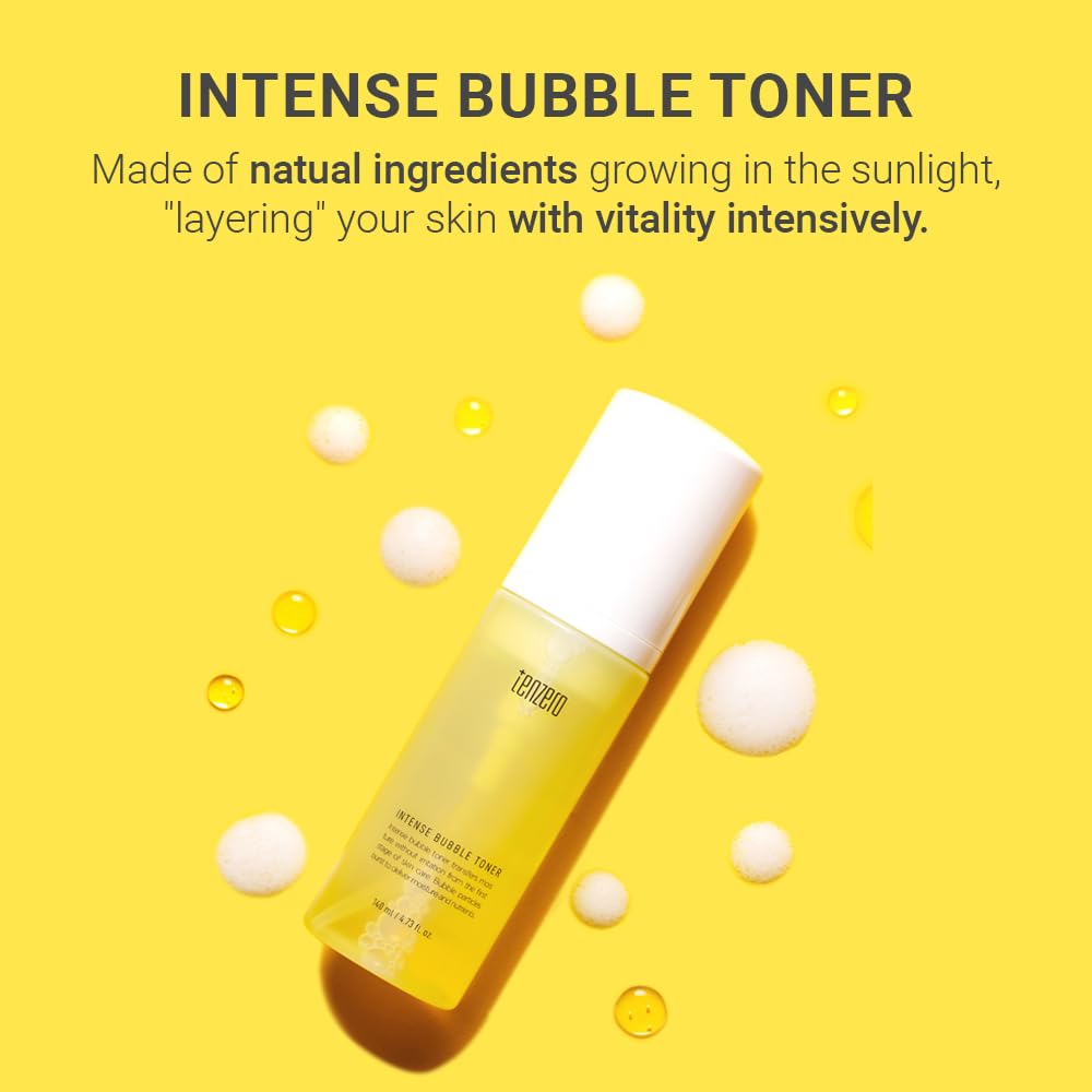 TENZERO Intense Bubble Toner, 4.73 fl oz/140ml, Hydrating & Exfoliating Bubble Toner for Face, Glowing Anti-Aging, Radiant Complexion & Skin Elasticity
