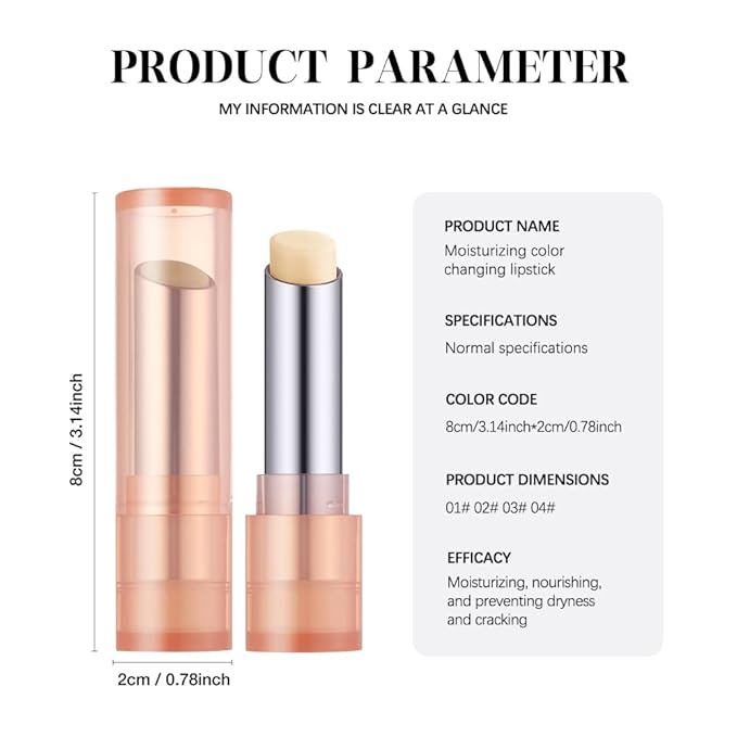 Houksouml Color-Changing Lip Balm, Moisturizing Hydrating Tinted Lip Balm for Dry Lips, Long-Lasting Nourishing Lipstick, Glossy Lip Tint, Lip Care for Smooth, Soft Lips.1#