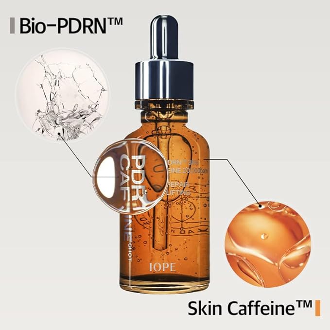 IOPE Expert PDRN Caffeine Shot Serum - Anti-Aging Face Serum to Visibly Depuff, Smooth, and Rejuvenate Tired Skin - With BIO-PDRN and Caffeine - Fast-Absorbing Texture - 1.01 fl. oz.