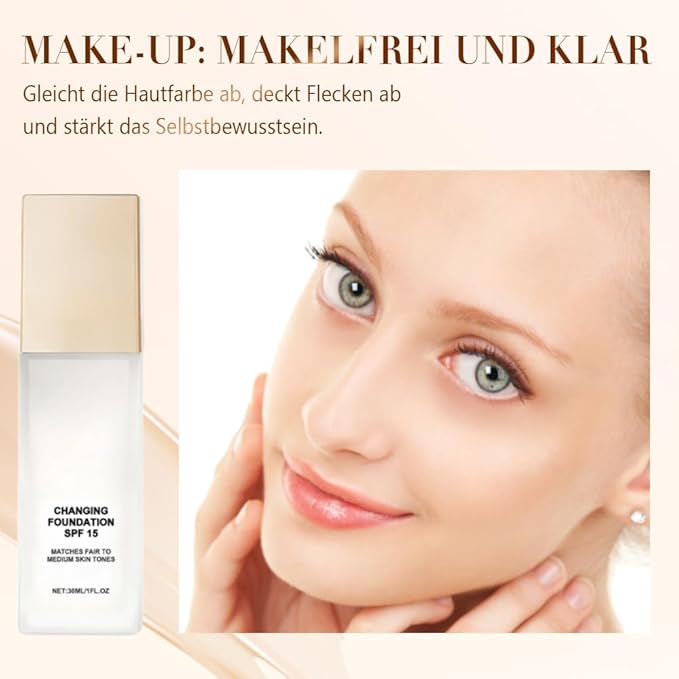 Color Changing Foundation for Mature Skin, Hydrating and Lightweight Liquid Foundations, Tone Suitable for All Skin Types (2pcs)