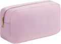 YogoRun Toiletry Bag for Travelling Women Pink Makeup Bag Organizer Water-resistant Nylon Cosmetic Bag Pouch with Four Pockets L, Light Pink